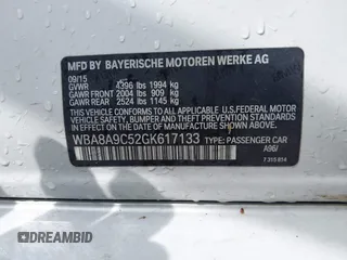 2016 BMW 3 Series 320i with VIN WBA8A9C52GK617133, listed as a IAAI auction lot 42029140 with 59,113 mi miles. Bid and sale history available at carsss.com. Image 9.