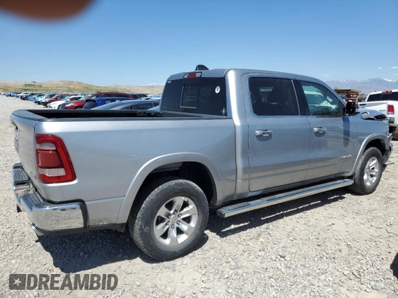2020 Ram 1500 Laramie with VIN 1C6SRFJT8LN326685, listed as a Copart auction lot 54563825 with 21,246 mi miles and Salvage title. Bid and sale history available at DreamBid. Image 3.
