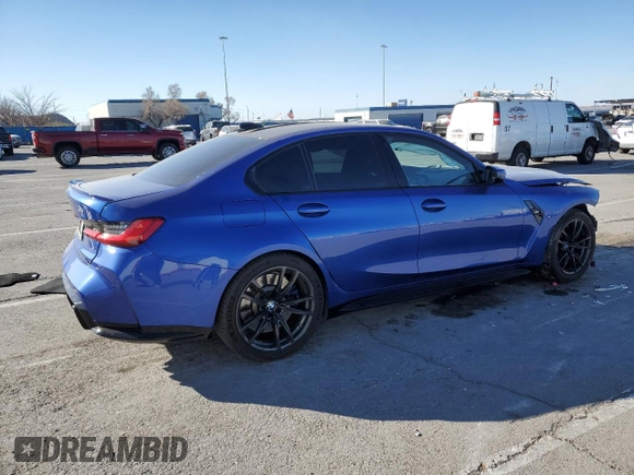 2021 BMW M3 with VIN WBS53AY07MFL43939, listed as a Copart auction lot 42085465 with 55,003 mi miles and Salvage title. Bid and sale history available at DreamBid. Image 3.