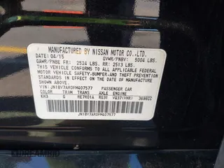 2015 Infiniti Q50 Premium with VIN JN1BV7AR0FM407577, listed as a IAAI auction lot 40191466 with 94,239 mi miles. Bid and sale history available at carsss.com. Image 9.