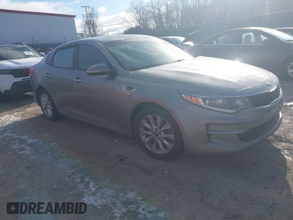 2017 Kia Optima LX with VIN 5XXGT4L35HG161540, listed as a IAAI auction lot 41580409 with 100,056 mi miles. Bid and sale history available at carsss.com. Image 1.