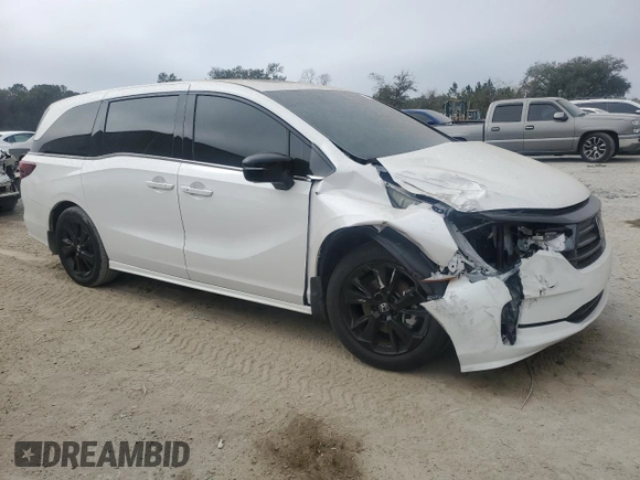 2024 Honda Odyssey Sport with VIN 5FNRL6H72RB024348, listed as a Copart auction lot 44576155 with 8,328 mi miles and Salvage Title. Bid and sale history available at DreamBid. Image 4.