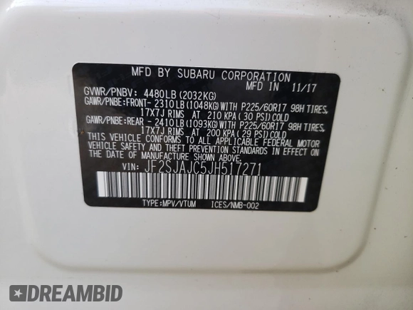 2018 Subaru Forester Limited with VIN JF2SJAJC5JH517271, listed as a Copart auction lot 65730902 with 0 mi miles. Bid and sale history available at carsss.com. Image 10.