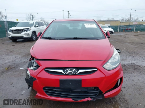 2012 Hyundai Accent GLS with VIN KMHCU4AEXCU168661, listed as a IAAI auction lot 41963258 with 216,006 mi miles. Bid and sale history available at carsss.com. Image 12.