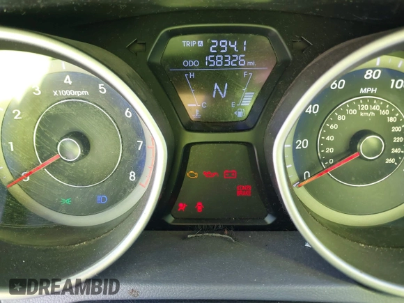 2013 Hyundai Elantra Coupe SE with VIN KMHDH6AE9DU022676, listed as a IAAI auction lot 41816486 with 158,326 mi miles. Bid and sale history available at carsss.com. Image 7.