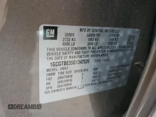 2016 Chevrolet Colorado 4WD WT с VIN 1GCGTBE35G1347526, выставлен на аукционе Copart как лот 54910615 с пробегом Не указан миль и На запчасти • Non repairable. История ставок и продаж доступна на DreamBid. Изображение 12.
