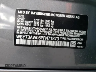 2023 BMW i4 eDrive40 z VIN WBY73AW06PFN71873, wystawiony jako Copart lot #37268403 z przebiegiem 803 mil mil oraz . Historia ofert i sprzedaży dostępna na DreamBid. Obrazek 13.