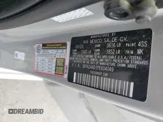 2023 Kia Rio LX z VIN 3KPA24AD1PE604049, wystawiony jako Copart lot #51114275 z przebiegiem 16 325 mil mil oraz Szkoda całkowita • Salvage title. Historia ofert i sprzedaży dostępna na DreamBid. Obrazek 14.