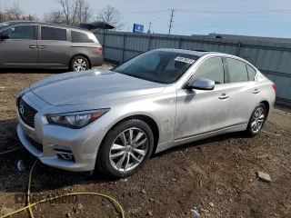 2017 Infiniti Q50 2.0t with VIN JN1CV7AR8HM682427, listed as a Copart auction lot 48676675 with 56,318 mi miles and Salvage Title. Bid and sale history available at carsss.com. Image 1.