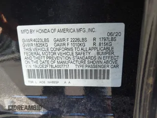 2020 Acura ILX w/Premium Pkg with VIN 19UDE2F78LA007717, listed as a IAAI auction lot 41709255 with 36,673 mi miles. Bid and sale history available at carsss.com. Image 9.