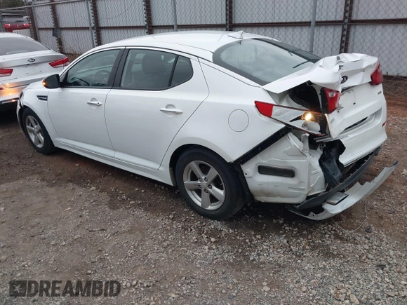 2015 Kia Optima LX with VIN KNAGM4A74F5587415, listed as a IAAI auction lot 41184428 with 128,549 mi miles. Bid and sale history available at carsss.com. Image 3.