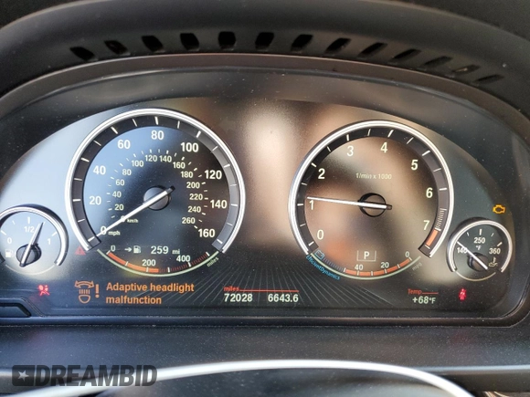 2016 BMW 5 Series 535i xDrive with VIN WBA5B3C55GG260630, listed as a Copart auction lot 58806995 with 72,028 mi miles and Salvage title. Bid and sale history available at DreamBid. Image 9.