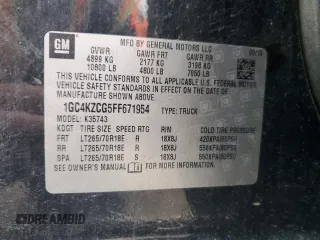 2015 Chevrolet Silverado 3500HD LT z VIN 1GC4KZCG5FF671954, wystawiony jako Copart lot #56741195 z przebiegiem Nie podano mil oraz Szkody całkowita. Historia ofert i sprzedaży dostępna na DreamBid. Obrazek 12.