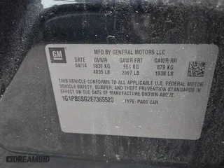 2014 Chevrolet Cruze LS with VIN 1G1PB5SG2E7366520, listed as a IAAI auction lot 42034644 with 163,065 mi miles. Bid and sale history available at carsss.com. Image 9.