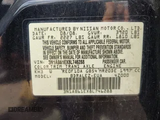 2008 Nissan Sentra 2.0 with VIN 3N1AB61EX8L746288, listed as a IAAI auction lot 42675760 with 112,897 mi miles and . Bid and sale history available at DreamBid. Image 9.