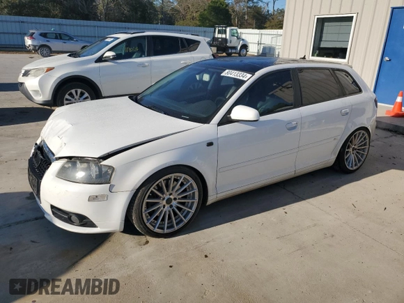 2008 Audi A3 S-Line with VIN WAUKD78P08A128247, listed as a Copart auction lot 80413334 with 238,960 mi miles and Salvage Title. Bid and sale history available at carsss.com. Image 1.