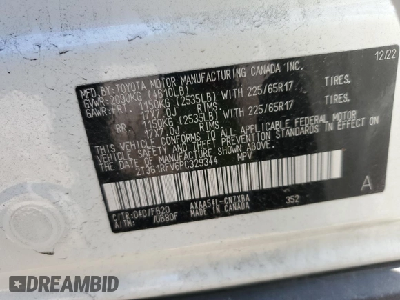 2023 Toyota RAV4 LE z VIN 2T3G1RFV6PC329344, wystawiony jako Copart lot #52164075 z przebiegiem Nie podano mil oraz Szkoda całkowita • Salvage title. Historia ofert i sprzedaży dostępna na DreamBid. Obrazek 16.