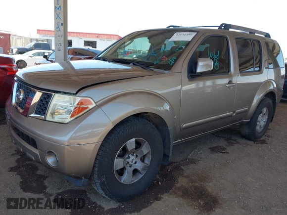 2005 Nissan Pathfinder LE with VIN 5N1AR18W55C753033, listed as a IAAI auction lot 42631480 with 148,672 mi miles and . Bid and sale history available at DreamBid. Image 2.