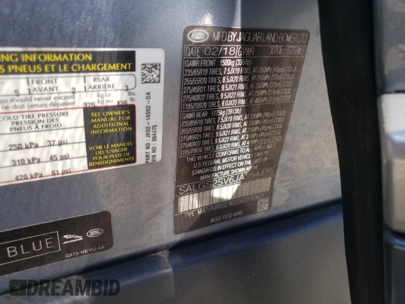 2018 Land Rover Range Rover HSE с VIN SALGS2SV6JA394475, выставлен на аукционе Copart как лот 56339855 с пробегом 75 224 миль миль и На запчасти • Non repairable. История ставок и продаж доступна на DreamBid. Изображение 13.