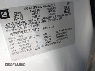 2018 GMC Acadia SLT z VIN 1GKKNMLS0JZ140713, wystawiony jako IAAI lot #41672689 z przebiegiem 142 001 mil mil oraz . Historia ofert i sprzedaży dostępna na DreamBid. Obrazek 9.