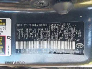 2010 Toyota Corolla with VIN 2T1BU4EE4AC389631, listed as a IAAI auction lot 41732524 with Not Provided miles. Bid and sale history available at carsss.com. Image 9.