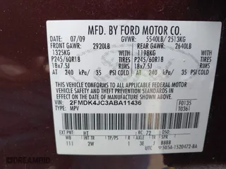 2010 Ford Edge SEL with VIN 2FMDK4JC3ABA11436, listed as a IAAI auction lot 41845809 with 185,367 mi miles. Bid and sale history available at carsss.com. Image 9.