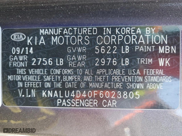 2015 Kia K900 Premium with VIN KNALU4D40F6023805, listed as a Copart auction lot 71848724 with 103,400 mi miles and Clean Title. Bid and sale history available at carsss.com. Image 12.