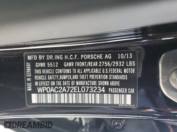 2014 Porsche Panamera Turbo z VIN WP0AC2A72EL073234, wystawiony jako Copart lot #65813464 z przebiegiem 83 918 mil mil oraz Szkoda całkowita • Salvage title. Historia ofert i sprzedaży dostępna na DreamBid. Obrazek 12.