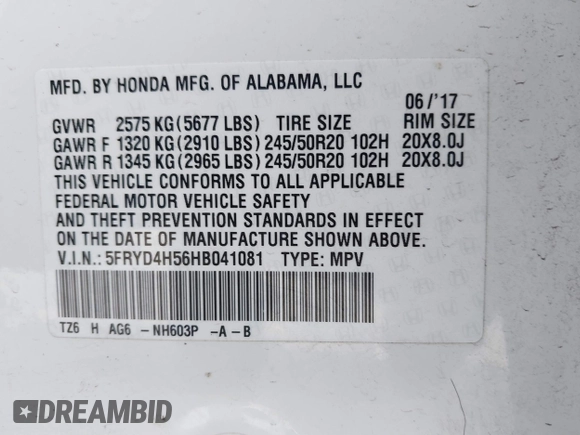 2017 Acura MDX Technology z VIN 5FRYD4H56HB041081, wystawiony jako IAAI lot #41673338 z przebiegiem 115 198 mil mil oraz . Historia ofert i sprzedaży dostępna na DreamBid. Obrazek 9.