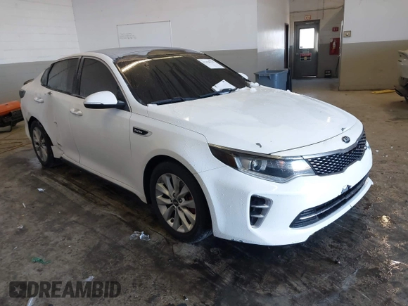 2016 Kia Optima SX Turbo with VIN 5XXGW4L23GG016526, listed as a IAAI auction lot 41428139 with 112,603 mi miles and . Bid and sale history available at carsss.com. Image 1.