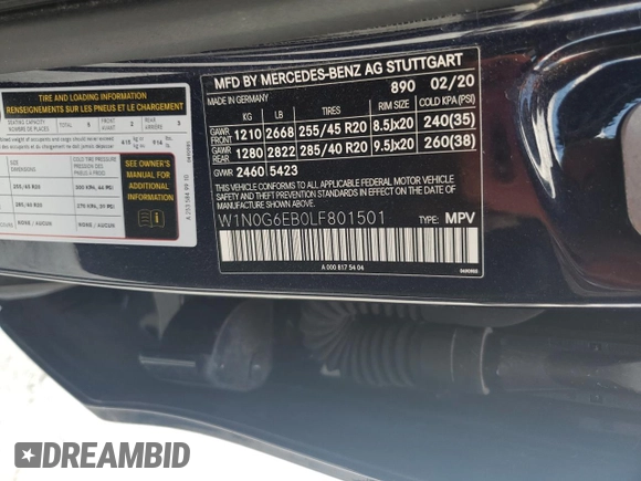 2020 Mercedes-Benz GLC with VIN W1N0G6EB0LF801501, listed as a Copart auction lot 44232655 with 382 mi miles and Salvage Title. Bid and sale history available at carsss.com. Image 13.