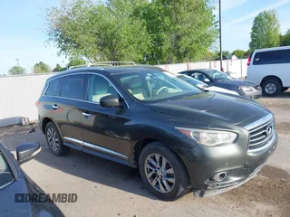 2013 Infiniti JX35 z VIN 5N1AL0MM0DC302090, wystawiony jako IAAI lot #42225621 z przebiegiem 198 767 mil mil oraz . Historia ofert i sprzedaży dostępna na DreamBid. Obrazek 1.