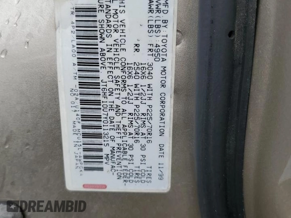 2000 Lexus RX 300 with VIN JT6HF10U7Y0113215, listed as a Copart auction lot 85126554 with 225,652 mi miles and Salvage Title. Bid and sale history available at carsss.com. Image 13.