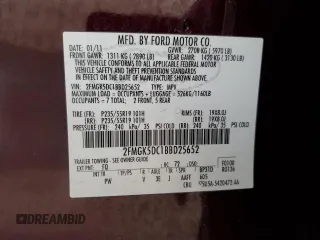 2011 Ford Flex Limited with VIN 2FMGK5DC1BBD25652, listed as a Copart auction lot 54456165 with 162,634 mi miles and Clean Title. Bid and sale history available at carsss.com. Image 13.