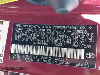 2019 Toyota C-HR XLE with VIN JTNKHMBX1K1060316, listed as a IAAI auction lot 41764464 with 42,956 mi miles. Bid and sale history available at carsss.com. Image 9.
