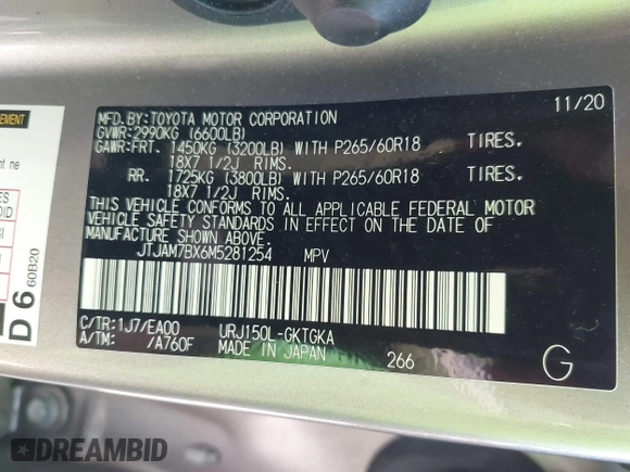 2021 Lexus GX with VIN JTJAM7BX6M5281254, listed as a IAAI auction lot 41900619 with 58,830 mi miles. Bid and sale history available at carsss.com. Image 9.
