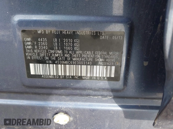2014 Subaru Legacy Premium z VIN 4S3BMBC69E3003140, wystawiony jako IAAI lot #41622958 z przebiegiem 132 104 mil mil oraz . Historia ofert i sprzedaży dostępna na DreamBid. Obrazek 9.