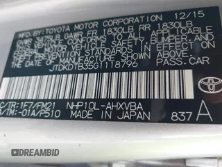 2016 Toyota Prius One z VIN JTDKDTB35G1118796, wystawiony jako IAAI lot #42028552 z przebiegiem 256 588 mil mil oraz . Historia ofert i sprzedaży dostępna na DreamBid. Obrazek 9.