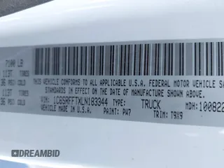 2020 Ram 1500 Big Horn with VIN 1C6SRFFTXLN183344, listed as a IAAI auction lot 41541202 with 71,072 mi miles. Bid and sale history available at carsss.com. Image 9.