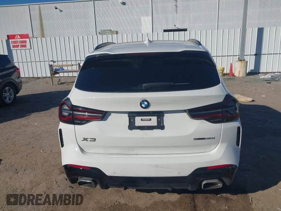 2022 BMW X3 sDrive30i with VIN 5UX43DP02N9K59337, listed as a IAAI auction lot 41411179 with 24,541 mi miles and . Bid and sale history available at DreamBid. Image 16.