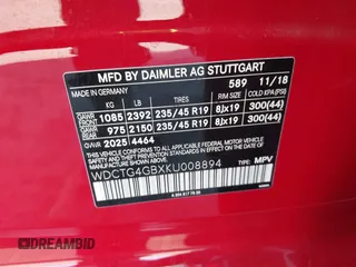 2019 Mercedes-Benz GLA 250 z VIN WDCTG4GBXKU008894, wystawiony jako IAAI lot #41993983 z przebiegiem 62 108 mil mil oraz . Historia ofert i sprzedaży dostępna na DreamBid. Obrazek 9.
