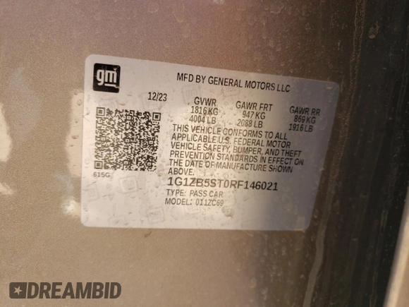 2024 Chevrolet Malibu LS with VIN 1G1ZB5ST0RF146021, listed as a Copart auction lot 45304245 with 8,382 mi miles and Salvage Title. Bid and sale history available at DreamBid. Image 12.