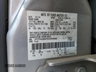2014 Ford F-250 XL with VIN 1FT7W2B67EEB53642, listed as a Copart auction lot 58520585 with 281,417 mi miles and Salvage title. Bid and sale history available at DreamBid. Image 12.