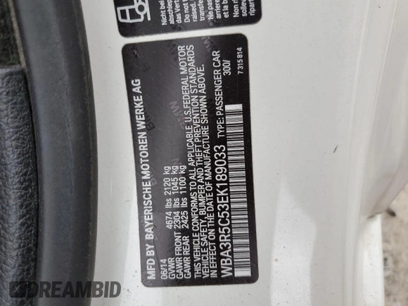 2014 BMW 4 Series 435i xDrive with VIN WBA3R5C53EK189033, listed as a Copart auction lot 56394675 with 101,183 mi miles and Salvage title. Bid and sale history available at DreamBid. Image 12.