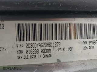 2013 Dodge Challenger SXT with VIN 2C3CDYAG7DH611273, listed as a IAAI auction lot 41638740 with 1 mi miles. Bid and sale history available at carsss.com. Image 9.