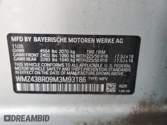 2021 MINI Countryman Cooper with VIN WMZ43BR09M3M93186, listed as a Copart auction lot 82433544 with 54,619 mi miles and Salvage title. Bid and sale history available at DreamBid. Image 13.