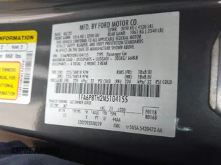 2022 Ford Mustang EcoBoost with VIN 1FA6P8TH2N5104155, listed as a IAAI auction lot 42068259 with 47,963 mi miles and . Bid and sale history available at DreamBid. Image 9.