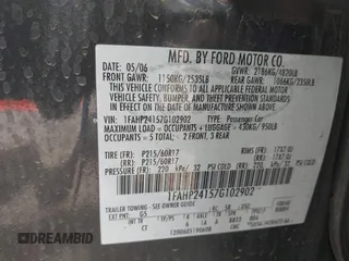 2007 Ford Five Hundred SEL z VIN 1FAHP24157G102902, wystawiony jako IAAI lot #42123329 z przebiegiem 105 468 mil mil oraz . Historia ofert i sprzedaży dostępna na DreamBid. Obrazek 9.