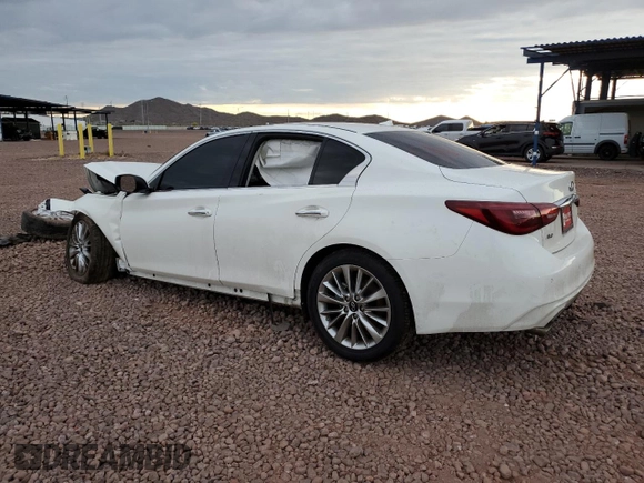 2021 Infiniti Q50 Luxe with VIN JN1EV7BR4MM752782, listed as a Copart auction lot 56160595 with 69,186 mi miles and Salvage title. Bid and sale history available at DreamBid. Image 2.
