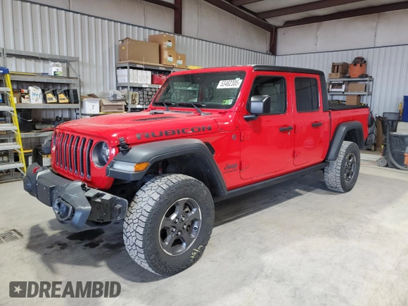 2020 Jeep Gladiator Rubicon z VIN 1C6JJTBG8LL155550, wystawiony jako Copart lot #53462305 z przebiegiem 34 276 mil mil oraz Szkoda całkowita • Salvage title. Historia ofert i sprzedaży dostępna na DreamBid. Obrazek 1.